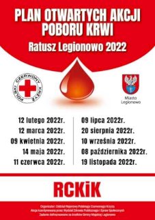 Powiększ obraz: Plan otwartych akcji poboru krwi w Legionowie - Zdjęcie nr 1