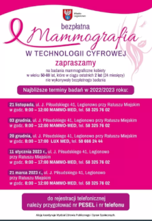 Powiększ obraz: Bezpłatne badanie mammograficzne dla kobiet w wieku 50 - 69 lat - Zdjęcie nr 1