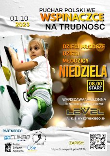 Powiększ obraz: Puchar Polski we wspinaczce na trudność. Kategorie: dzieci młodsze, dzieci, młodzicy. Jabłonna - Zdjęcie nr 1