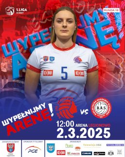 Powiększ obraz: fot. Plakat zapraszający na wydarzenie, szczegółowe informacje w aktualności i tytule. Na zdjęciu zawodniczka klubu sportowego PGE LTS Legionovia