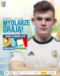 Powiększ obraz: fot. Plakat zapraszający na wydarzenie, szczegółowe informacje w aktualności i tytule. Na zdjęciu Logo piłkarskie drużyn KS Sokół II Serock i Naprzód Brwinów