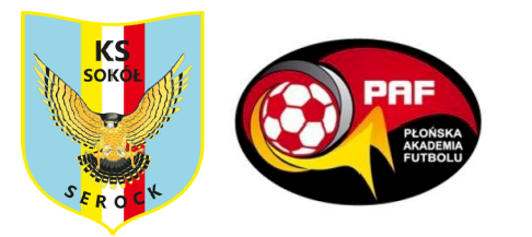 Powiększ obraz: Na zdjęciu loga piłkarskie: KS Sokół Serock oraz Płońskiej Akademii Futbolu