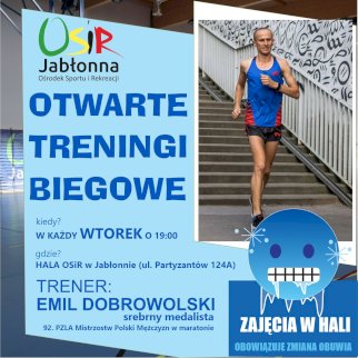 Powiększ obraz: Fot. facebook Ośrodek Sportu i Rekreacji w Jabłonnie. Na zdjęciu Pan Emil Dobrowolski biega, za nim schody