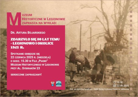 Powiększ obraz: Fotografia ze zbiorów parafii pw. Matki Bożej Królowej Polski w Jabłonnie. Plakat zawierający informacje o wydarzeniu