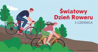 fotografia grafika: www.freepik.com. Mężczyzna i kobieta jadą na rowerach w otoczeniu drzew