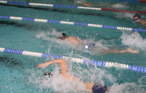 fot. https://kzb-legionowo.pl/. Na zdjęciu osoby w czepkach pływają w basenie