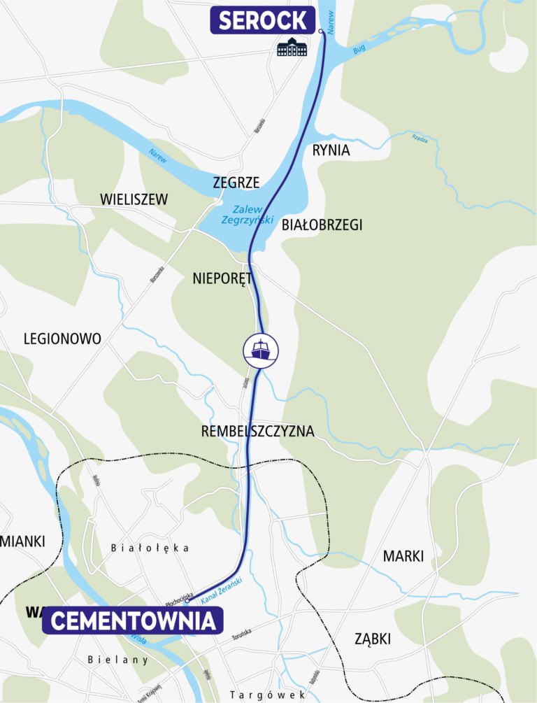 mapa z trasa linii